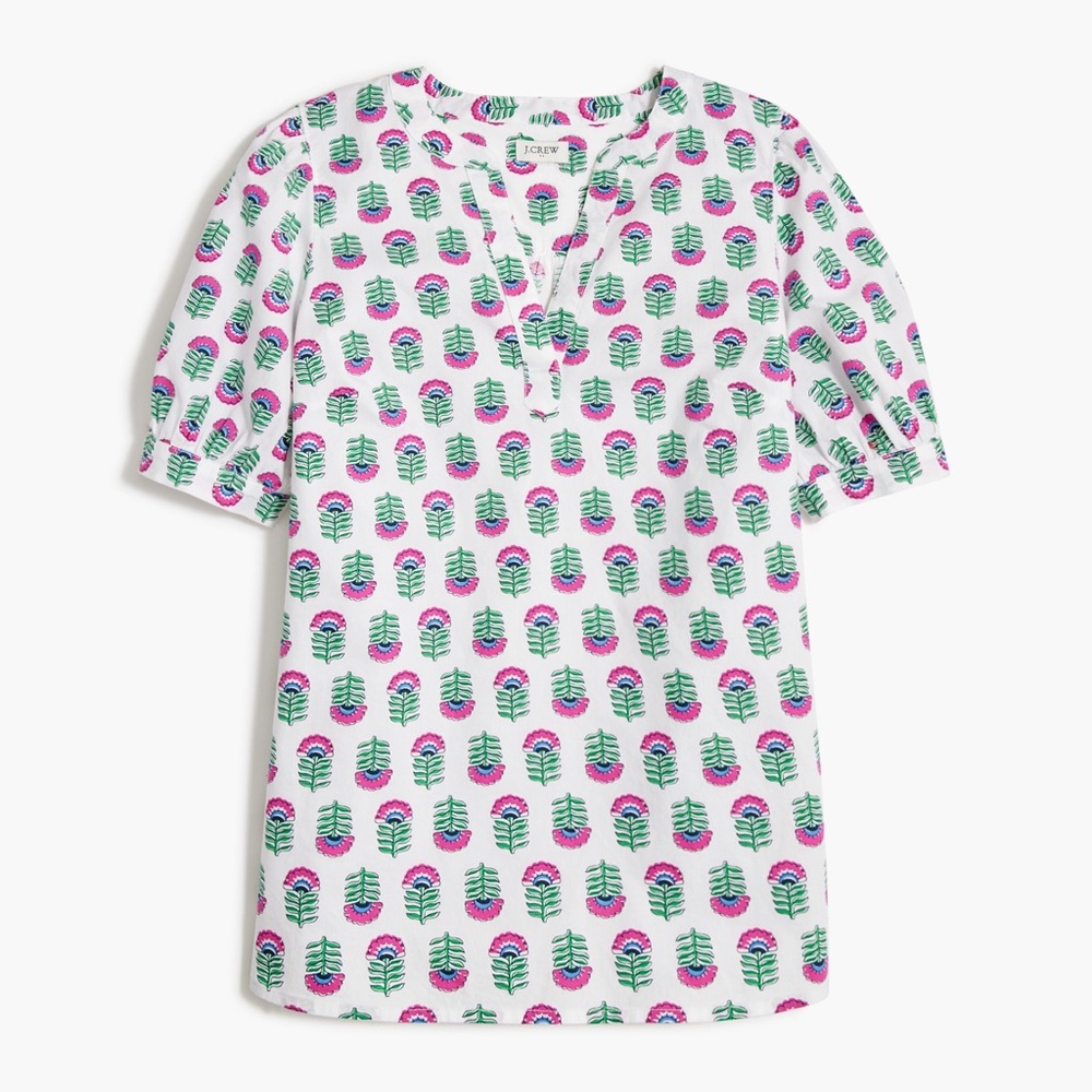 J. Crew Factory Printed short-sleeve poplin top
